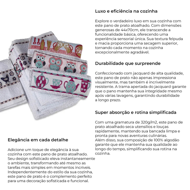 Kit 20 Panos de Prato Bordados Premium